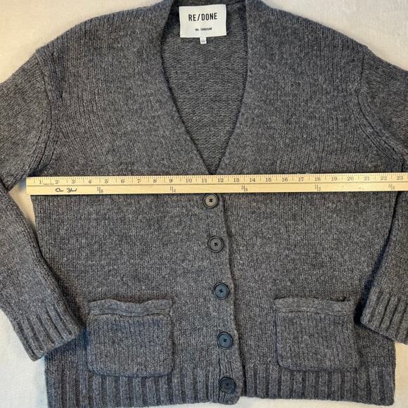 RE/DONE 90's Gray Wool Cardigan Sweater Boyfriend Grandpa Cardi Large - Picture 7 of 7